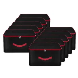 Storite 10 Pack Nylon Wardrobe Bag Underbed Moisture Proof Foldable Cloth Storage Organizer, Storage box for Clothes Blanket Saree Bags with Zippered Closure & Handle - (Black )-image-43