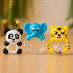 NEGOCIO Plastic Baby Rattles Toys Set, Infant Grab Shake Rattle, Sensory Teether, Development Learning Music Toy- PACK OF 1- COLOR MAY VARY image 2