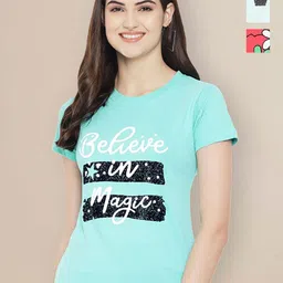 Metronaut Women Typography 3 Printed Applique T-shirt-picture-17