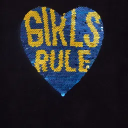 The Sandbox Clothing Co Full Sleeves Girls Rules Text & Heart Detailed Reversible Sequin Embellished Top - Black image 4