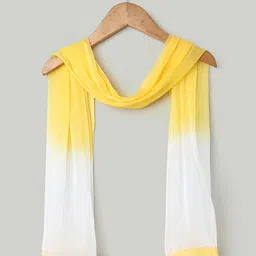 BownBee Chanderi Silk Three Fourth Sleeves Gota Lace Embellished Coordinating Ombre Kurta & Pant With Dupatta Set - Yellow image 4