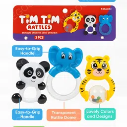 NEGOCIO Plastic Baby Rattles Toys Set, Infant Grab Shake Rattle, Sensory Teether, Development Learning Music Toy- PACK OF 1- COLOR MAY VARY image 3