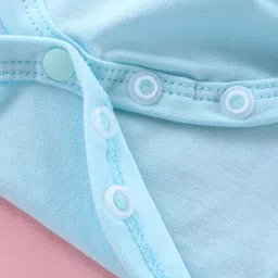 Mark & Mia Sleeveless Solid Colour Party Frock Style Onesie with Pleat& Sequined Bow Detailing - Light Blue image 4