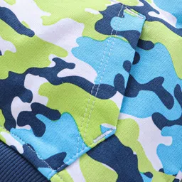 Babyhug Cotton Knit Full Sleeves Sweatshirt Abstract Print & Band Collar Detailing - White/Blue image 5