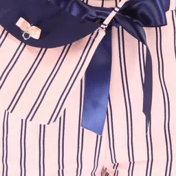 Cutecumber Sleeveless Double Striped Front Tie Up Designed Jumpsuit With Coordinating Sling Bag - Pink image 5