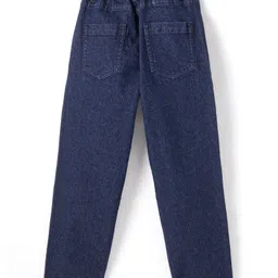 arias by lara dutta Arias Cotton Denim Woven Full Length Stretchable Fold-Up Hem Jeans with Star Print- Dark Wash image 5