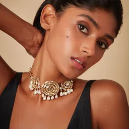 Isharya Brass Gold-Plated Choker Necklace-picture-34