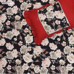 Monte Carlo Vibrant Black Polyester 130 TC Queen Bedsheet with 2 Pillow Covers image 4