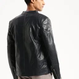 showoffff SHOWOFF Navy Blue Slim Fit Jacket image 4