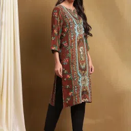 Biba Brown Printed Kurta image 4