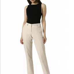 Van Heusen Beige Solid Trousers image 4