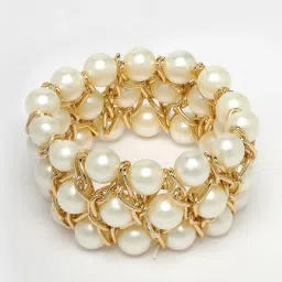 NVR White Beaded Elasticated Bracelet for Women image 4