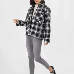 Chkokko Black & White Chequered Shacket image 4