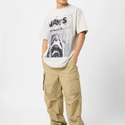 The Souled Store Monochrome Cotton Loose Fit Printed T-Shirt image 4
