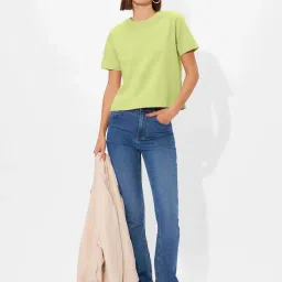 The Souled Store Green Plain T-Shirt image 4