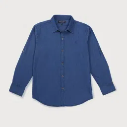 Gini & Jony Boys Dark Blue Cotton Shirt-picture-32