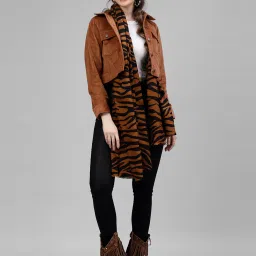 KASSUALLY Brown Cotton Relaxed Fit Crop Denim Jacket image 4