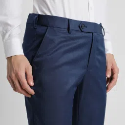 Peter England Navy Slim Fit Texture Two Piece Suit image 4