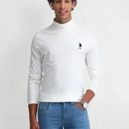 U.S. Polo Assn. Denim Co. White Cotton Slim Fit T-Shirt image 4