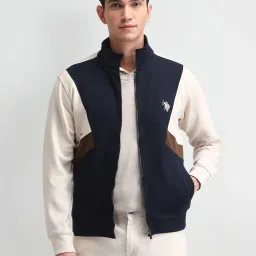 U.S. Polo Assn. Denim Co. White Cotton Regular Fit Colour Block Sweatshirt image 4