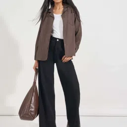 Styli Brown Plain Shirt image 4