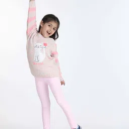 Wingsfield Girls Pink Self Full Sleeves Sweaters & Cardigans image 4