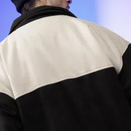 The Souled Store Black & Off White Loose Fit Colorblock Jacket image 4