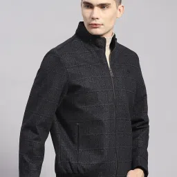 Monte Carlo Dark Blue Regular Fit Checks Jacket image 4