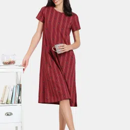 Zivame Maroon Printed Night Dress image 4