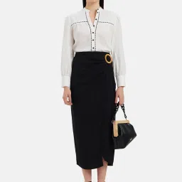 Kazo Black Midi Skirt With Buckle Detail image 4