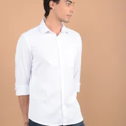Crimsoune Club White Cotton Slim Fit Self image 4