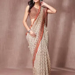 Fabindia Beige & Red Printed Saree image 4