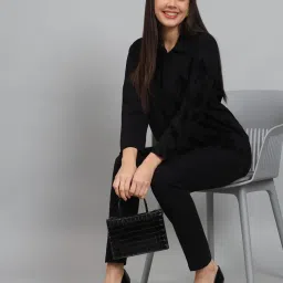 Newd Black Cotton Blend Printed Co-Ord Set image 4