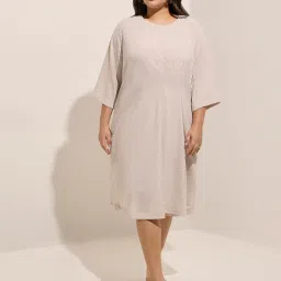 Gia by Westside Beige Crinkle-Textured A-Line Dress image 4