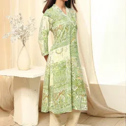 Biba Green Printed Kurta image 4