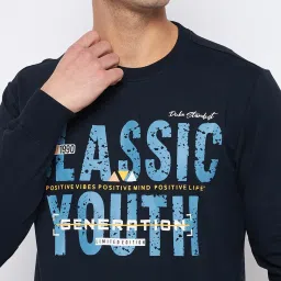 Duke Navy Regular Fit Printed Sweatshirt image 4