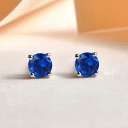Ornate Jewels 92.5 Sterling Silver Blue Sapphire Stud Earrings for Women-image-96