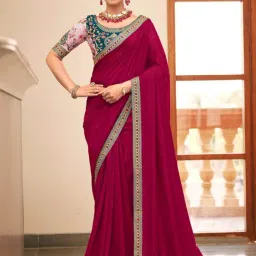 Saree Mall Pink Silk Embroidered Saree With Unstitched Blouse-picture-27