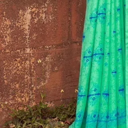 Saree Mall Green Printed Sarees With Unstitched Blouse image 4