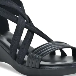 Rocia by Regal Women's Black Cross Strap Wedges image 4