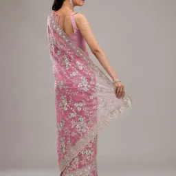 Koskii Baby Pink Zariwork Tissue Saree image 2