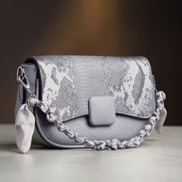 HAUTE SAUCE by Campus Sutra Women The Coilmark Curve Hand Bag Moon Grey-picture-24