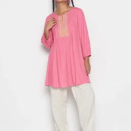 Global Desi Pink Embroidered Tunic image 4