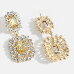 Sohi Gold Plated Rhinestones Drop Earrings image 4