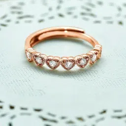 Silberry 92.5 Sterling Silver Rose Gold Love Track Ring-picture-30