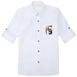 Cavio Boys White Cotton Comfort Fit Shirt-image-12