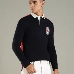 Tommy Hilfiger Navy Cotton Comfort Fit Colour Block Polo T-Shirt image 4