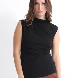 RAREISM Black Blended Solid Sleeveless Top-picture-42