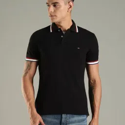 Tommy Hilfiger Black Cotton Slim Fit Polo T-Shirt-image-19