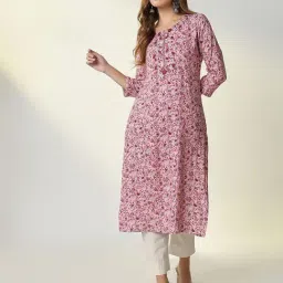 SHOWOFF Pink Floral Print Kurta-image-18